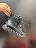 Черевики зимові жіночі чорні на хутрі шкіряні теплі на зиму на високій підошві модні, фото 5