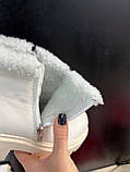 Черевики зимові жіночі молочні на хутрі шкіряні теплі на високій підошві модні стильні, фото 4