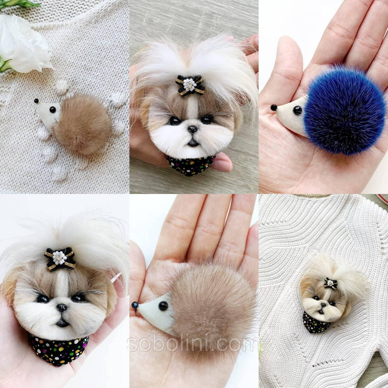 Брошка з натуральном хутром, фото 1