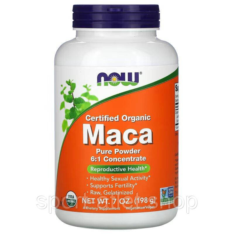 Натуральна добавка NOW Maca Pure Certified Organic, 198 грам, фото 1