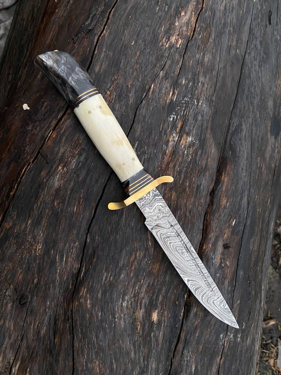 Ніж фінка з дамаської сталі НКВД 1 + точилка ручна робота З клеймом, фото 1