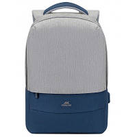 Оригінал! Рюкзак для ноутбука RivaCase 15.6" 7562 Anti-theft, water-repellent, Grey / Dark Blue (7562Grey/DarkBlue) - Вища Якість!