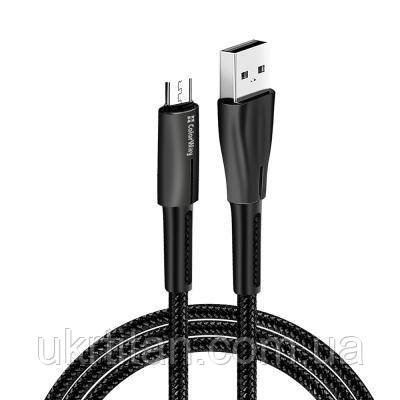 Оригінал! Дата кабель USB 2.0 AM to Micro 5P 1.0m zinc alloy + led black ColorWay (CW-CBUM035-BK) - Вища Якість!, фото 1
