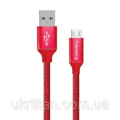 Оригінал! Дата кабель USB 2.0 AM to Micro 5P 2.0m red ColorWay (CW-CBUM009-RD) - Вища Якість!, фото 1