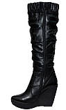 Зимові жіночі чорні чоботи. Натуральна вовна. Шкіряні. На платформі(37р), фото 6