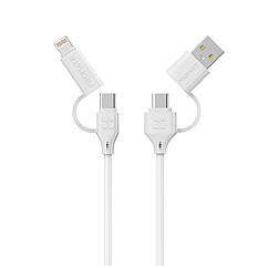Кабель Promate QuadCord-PD60 USB-C/USB-A to USB-C/Lightning 1.2 м White