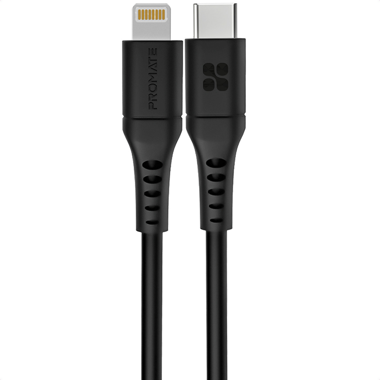 Кабель Promate PowerLink-120 USB-C to Lightning 3А 1.2 м Black (powerlink-120.black), фото 1
