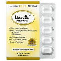 LactoBif Probiotics 5 Billion California Gold Nutrition, 10 капсул