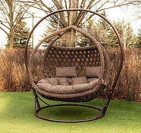 Крісло двомісне кокон Галант Люкс коричневий Kompred uk128/1