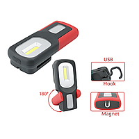 Ліхтар ручний світлодіодний акумуляторний перезаряджуваний ВT-06 з USB на магните 120 Lm  червоно-чорний