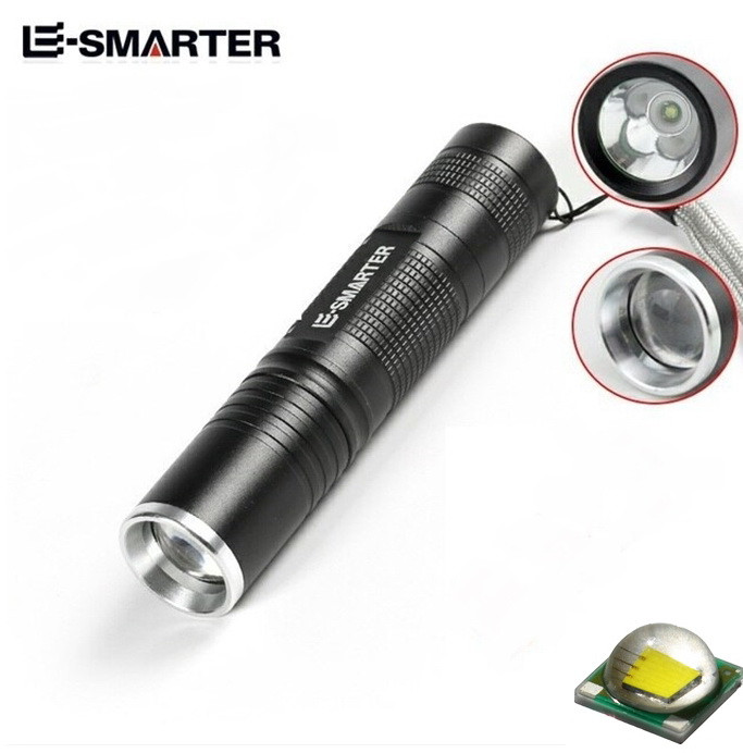 Міні ліхтар із зумом E-smarter (300LM, LED, 5 режимів, 18650), Без батареї