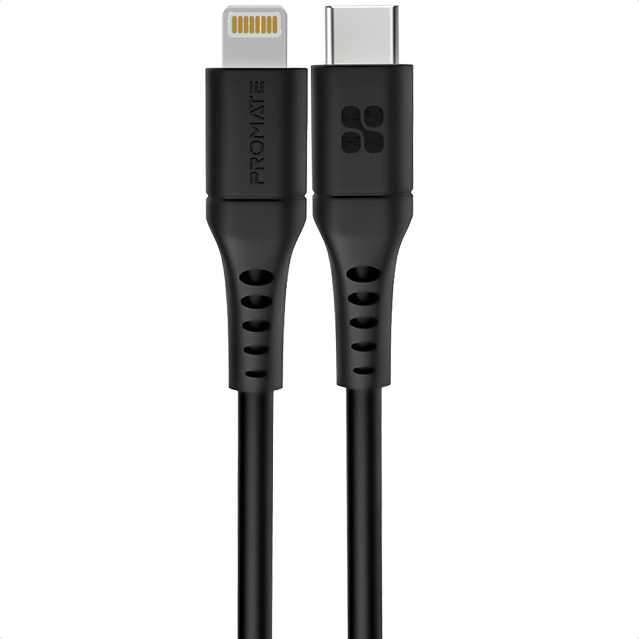 Кабель Promate PowerLink-200 USB-C to Lightning 3А 2 м Black (powerlink-200.black), фото 1
