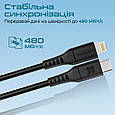 Кабель Promate PowerLink-200 USB-C to Lightning 3А 2 м Black (powerlink-200.black), фото 3