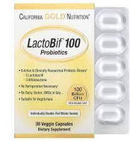 LactoBif Probiotics 100 Billion California Gold Nutrition, 30 капсул