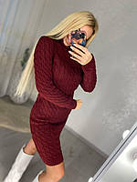 Теплое женское вязаное платье под горло разные цвета Smmod7857