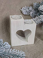 Підсвічник у вигляді серця, дерево, h-12*10*5 см
