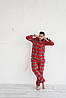 Чоловіча піжама в карту бавовняна червона, стильна тепла піжама для хлопця вдома та сну сорочка та штани, фото 2