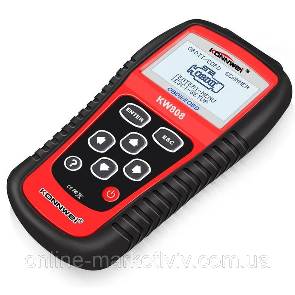Автомобільний діагностичний сканер OBDII/EOBD KW 808 / Автосканер для моніторингу та видалення помилок, фото 1