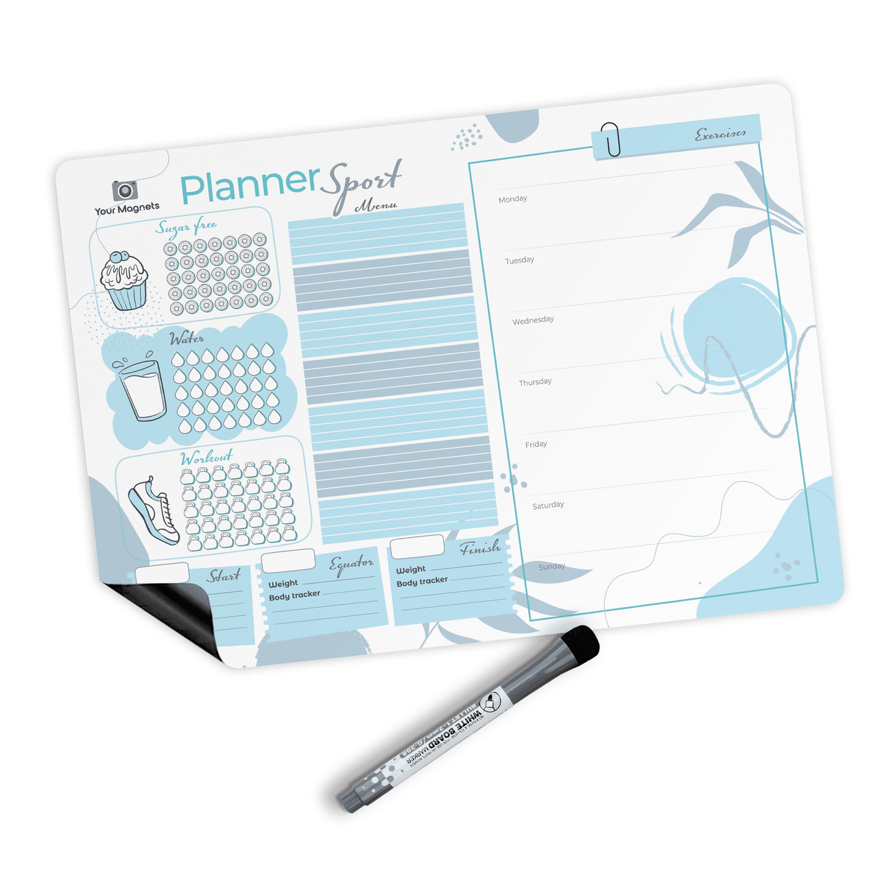 Магнітний планер спортивний A3  Блакитний/Blue, ENG, фото 1