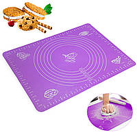 Силіконовий килимок для розкочування тіста 30х40 см Фіолетовий, килимок для випічки (коврик для теста)
