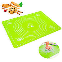 Силіконовий килимок для випічки 30х40 см Зелений, килимок для тіста з розміткою (силиконовый коврик)