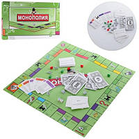 Настільна гра Монополія, ігрове поле, фігурки, будиночки, кубики, коробка 44-25-3 см