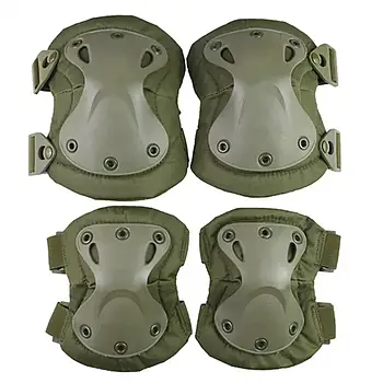 Набір тактичного захисту налокітники та наколінники Eagle KN-04 Olive / Комплект регульованого захисту для рук і ніг