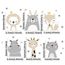 Вінілові наклейки 6 звірят 10 х 7 см 6 штук Б284-6, фото 5