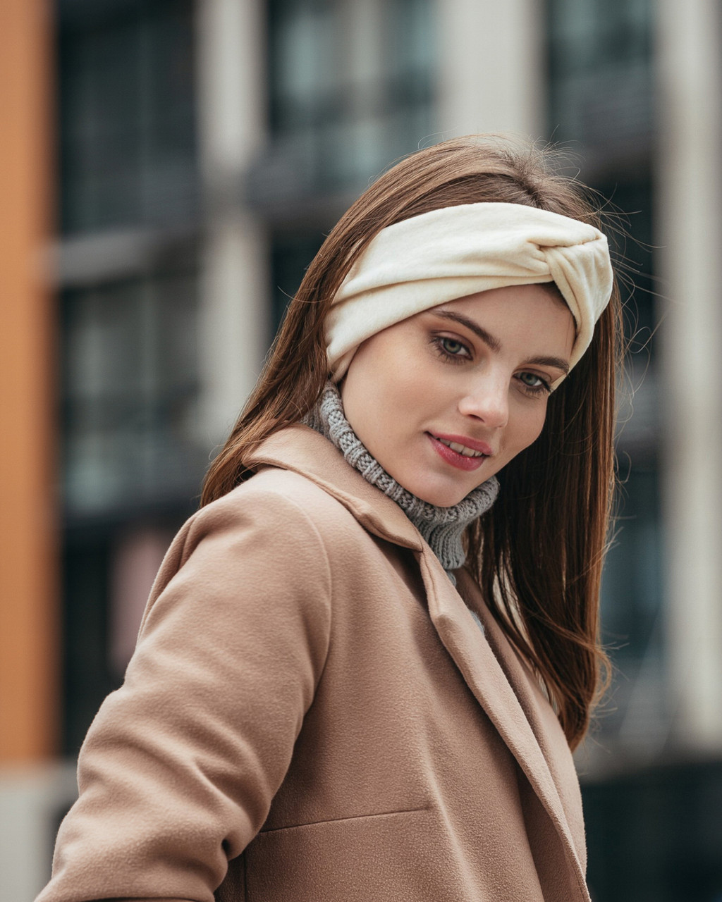 Бежева оксамитова пов'язка для волосся My Scarf, фото 1
