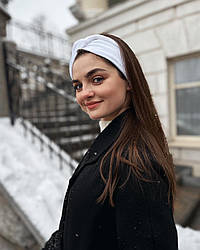 Біла оксамитова пов'язка для волосся My Scarf