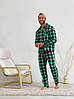 Чоловіча піжама зелена в карту модна стильна, чоловіча тепла піжама для хлопця комплект сорочка та штани, фото 6
