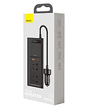 Автомобільний інвертор Baseus Car Inverter 220V 150W CN EU Black 2 розетки type-c USB, фото 3