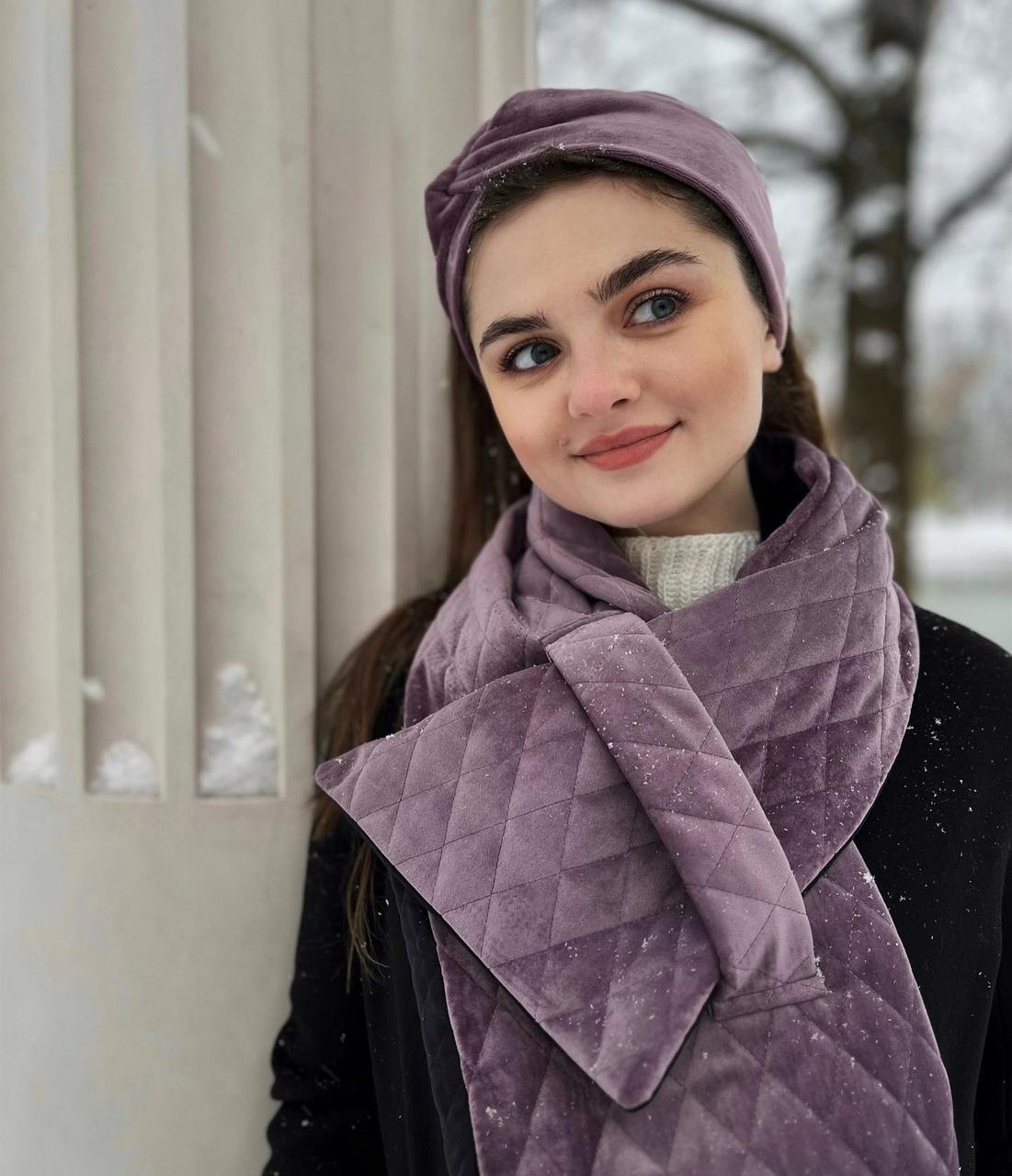 Бузкова оксамитова пов'язка для волосся My Scarf