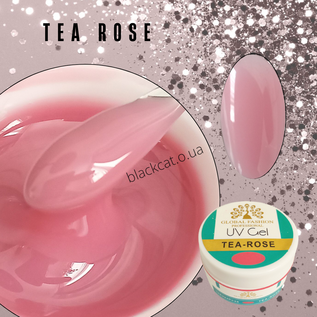 Камуфлювальний гель для нарощування нігтів чайна троянда Tea Rose Global Fashion 15 ml