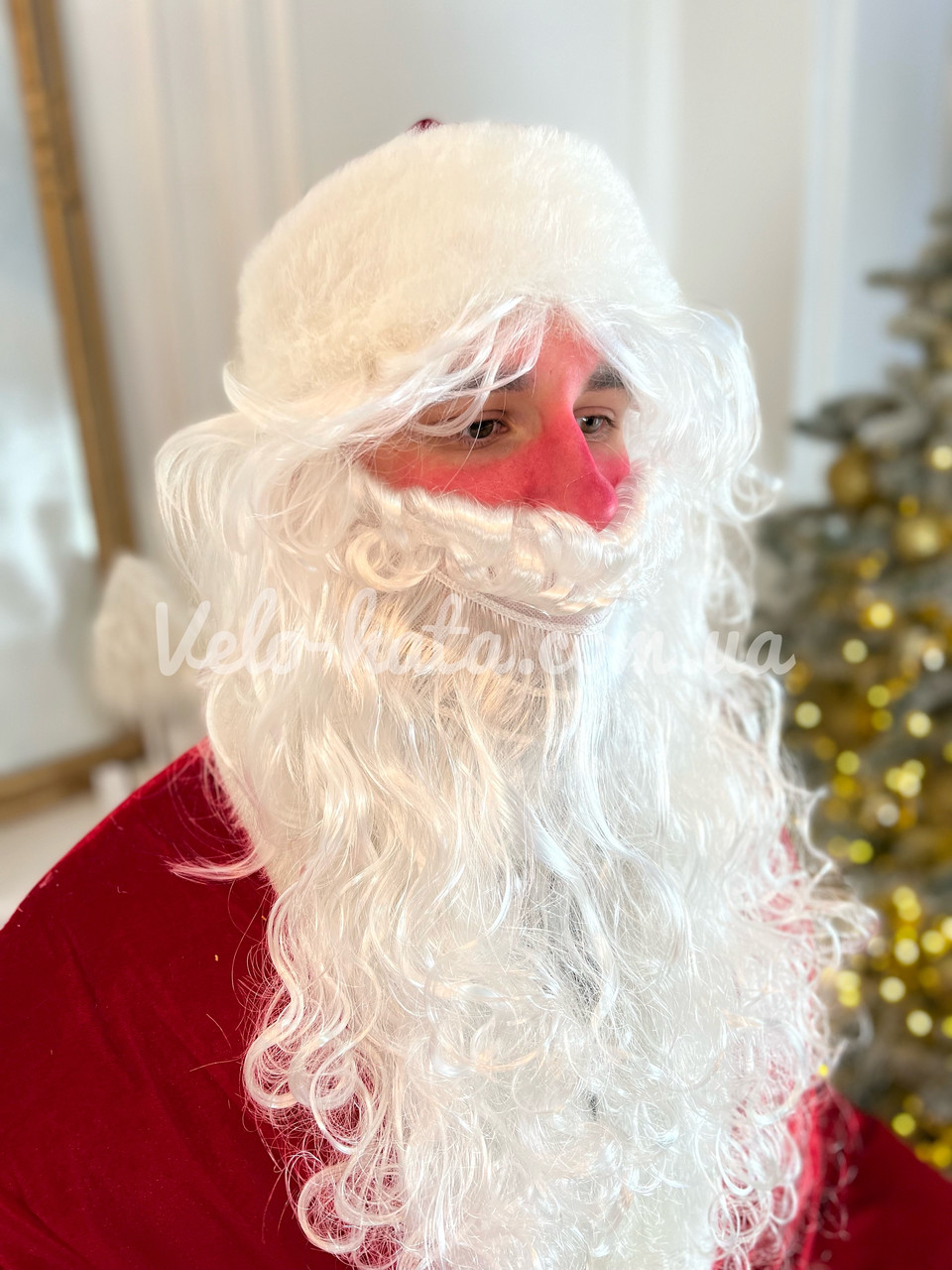 Костюм Деда Мороза . Новогодний костюм . Велюровый костюм Дед Мороз . Красный костюм Деда мороза . - фото 4 - id-p1719396328