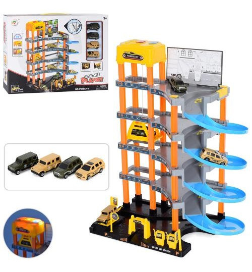 P9488A-2 Гараж 5 поверхів 46,5-36,5-21,5 см, ліфт, машинки 4 шт., на батарейках, коробка 48-36-9,5 см