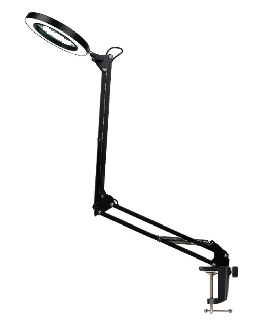 Лампа настільна з лінзою регульована кільце LED метал, фото 1