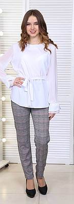 Блузка жіноча модна з поясом Актуаль 97543 софт білий, 54