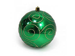 Кулька новорічна велика Зелена з візерунком 12см DSCN0982-12 ТМ КИТАЙ