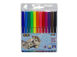 Фломастери, 12 кол., СОБАЧКИ ТА КОТИКИ, SMART Line ТМ ZiBi