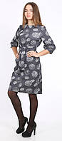 Платье женское модное демисезонное с карманами Актуаль 240 цветок кукуруза темно-серый, 50