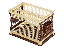 Сушарка пластикова для посуду з піддоном 43х29х27,5см (13тар) двоярусна (беж-кор) ТМ R-PLASTIC