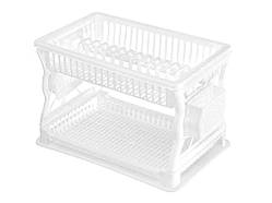 Сушарка пластикова для посуду з піддоном 43х29х27,5см (13тар) двоярусна (біла) ТМ R-PLASTIC