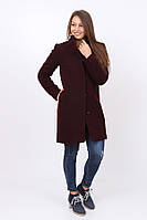Пальто женское демисезонное с длинными рукавами Актуаль 420 шерсть бордовый, 50