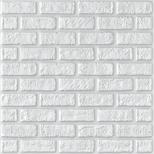 Самоклеючі шпалери Декоративна 3D панель ПВХ 1 шт, цегла деко біла 700x700x5 мм, фото 1
