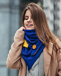 Шарф-бактус жовто-синій "Единбург", жіночий шарф, великий жіночий шарф