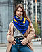 Шарф-бактус синьо-жовтий "Единбург", жіночий шарф, великий жіночий шарф, фото 4