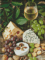 Алмазна мозаїка Біле вино із сиром 30x40 см Полотно на підрамнику Натюрморт Алмазний живопис Ідейка AMO7378