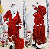 Новогодний велюровый костюм Деда Мороза (взрослый).