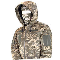 Армейский зимний бушлат пиксель ВСУ теплый на флисе Военный тактический бушлат куртка с капюшоном 46
